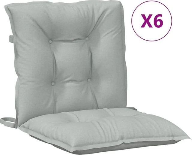 6er Set vidaXL Niedriglehner-Auflagen aus Polyester in Melange Hellgrau, B/T/H: 100 x 50 x 7 cm - Bild 1