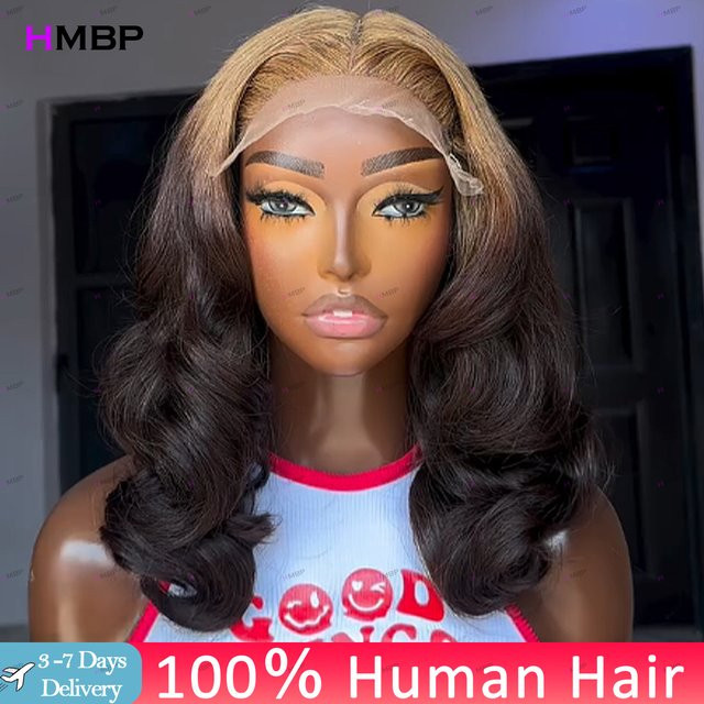 HMBP Lace Frontal Perücke Echthaar, Bouncy Curly, P27/4, Unisex - Bild 1