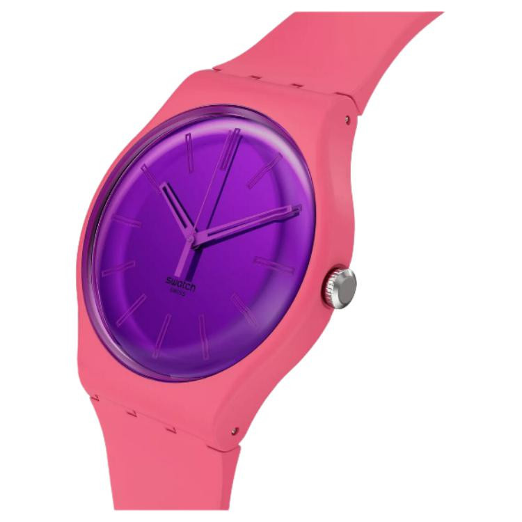 Swatch Armbanduhr, Quarz, biobasiertes Material, 41 mm, Lila, Unisex - Bild 2