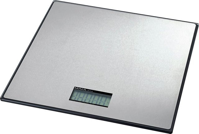 MAULglobal digitale Paketwaage mit Edelstahl-Auflage und LCD-Anzeige, Tragkraft 25 kg, Schwarz/Silber - Bild 1