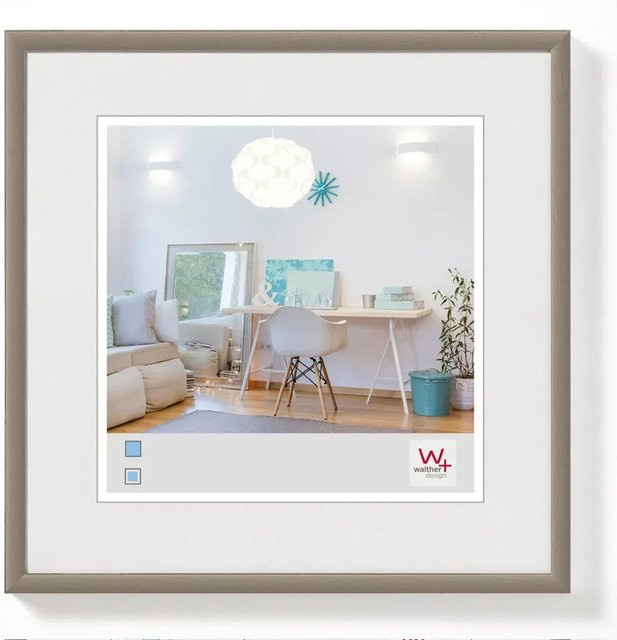 Walther Design New Lifestyle Kunststoff Bilderrahmen Grau, quadratisch, B/H: 20 x 20 cm, Modell KV220D - Bild 1