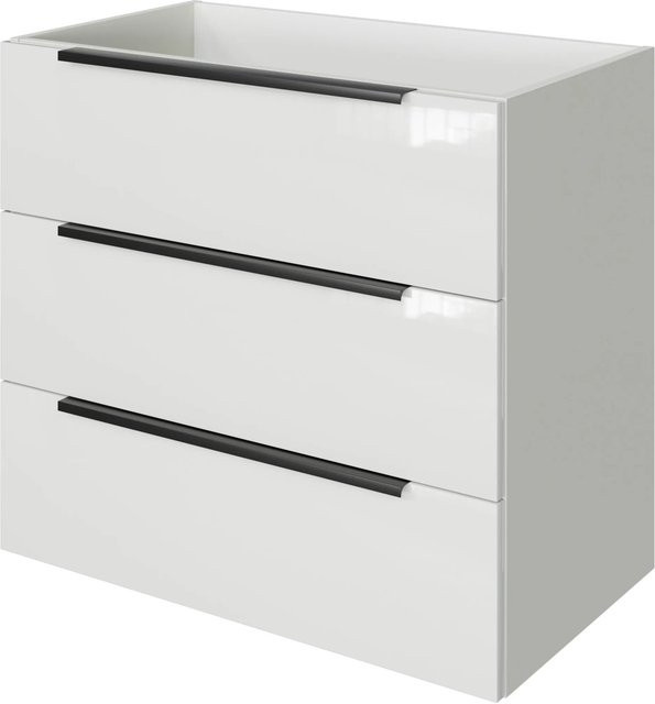 Pelipal Waschbeckenunterschrank Quantum 07 in Schneeweiß Glanz mit 3 Auszügen, Breite: 80 cm, Höhe: 72 cm, Tiefe: 42,9 cm - Bild 1