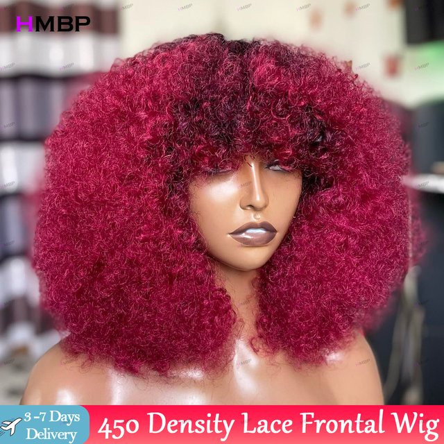 HMBP Lace-Frontal-Perücke, Echthaar, 99J, verworrene Locken, Damen - Bild 1