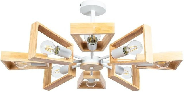 ARTE LAMP LED Kronleuchter in Weiß und Holz im modernen Loft-Design - Bild 1