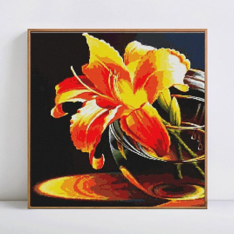 FIYO Diamond Painting Set 5D DIY mit runden Strass Steinen und floralem Blumenmuster, mehrfarbig, B/H: 30 x 30 cm - Bild 1