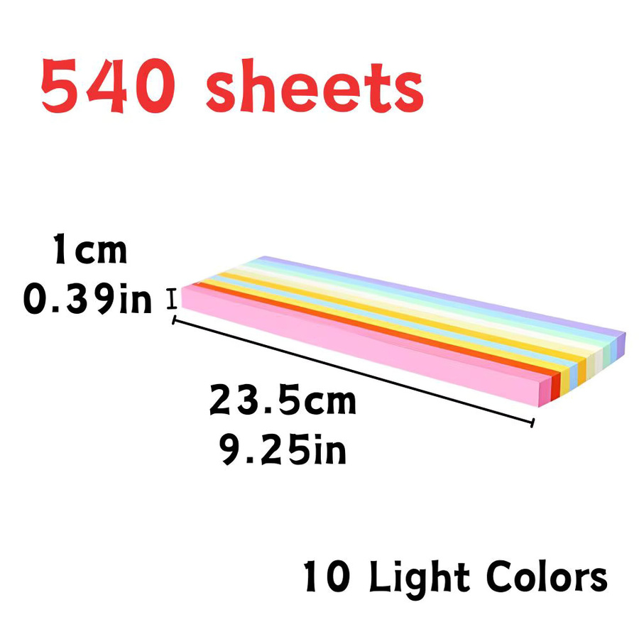 YMY Sternfaltungspapier Set mit 540 Blatt in 10 hellen Farben für DIY Glücksstern- und Bastelarbeiten - Bild 2