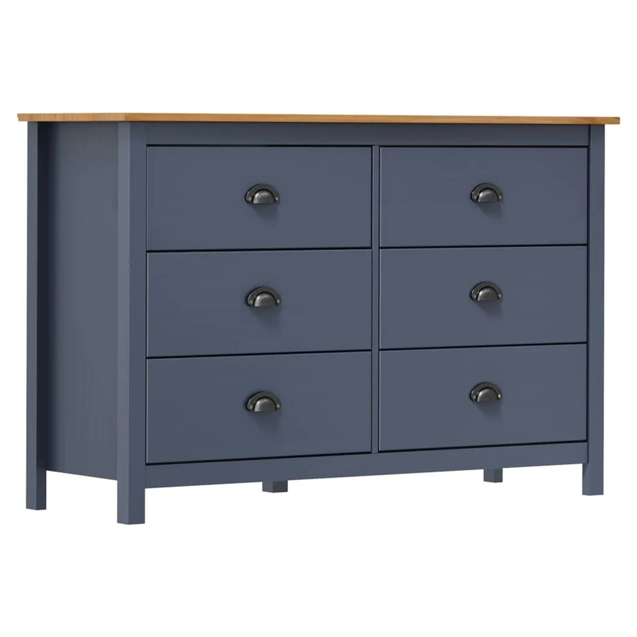 vidaXL Sideboard Hill aus Massivholz Kiefer in Grau, B/T/H: 125 x 40 x 80 cm - Bild 2