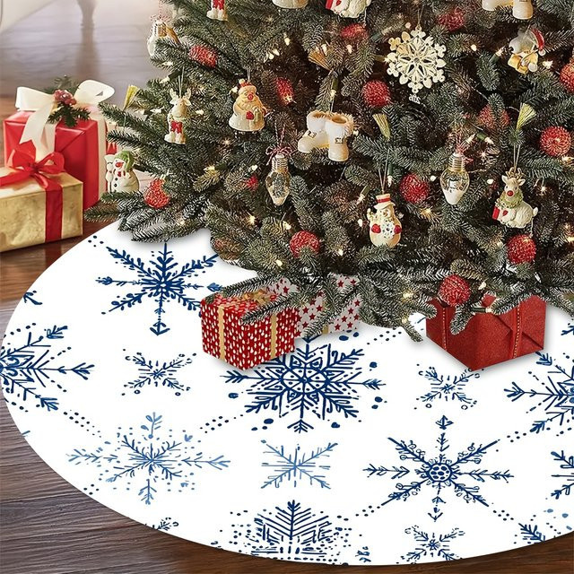 VIKAMA Weihnachtsbaumkleid mit Schneeflocken-Design in Blau für deine festliche Heimdekoration - Bild 1