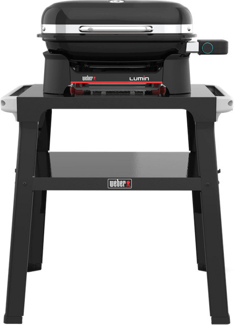 Weber Elektrogrill Lumin Compact Schwarz mit Stand und porzellanemailliertem Gussrost B/T/H: 70 x 55 x 96 cm - Bild 1