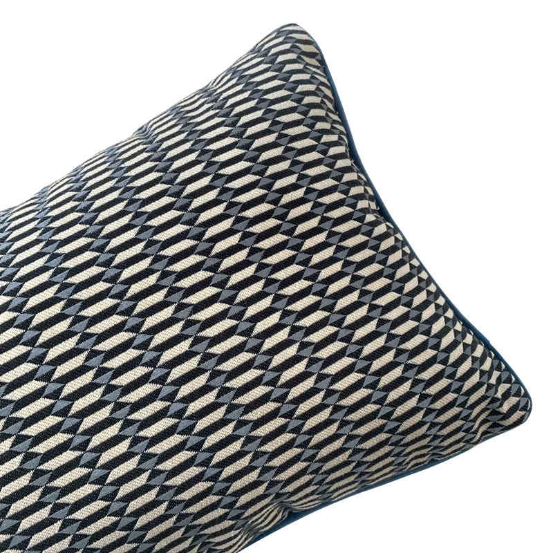 Hinyeatex Lendenkissenbezug aus blauem Jacquard mit geometrischem Muster, B/H: 50 x 30 cm - Bild 4