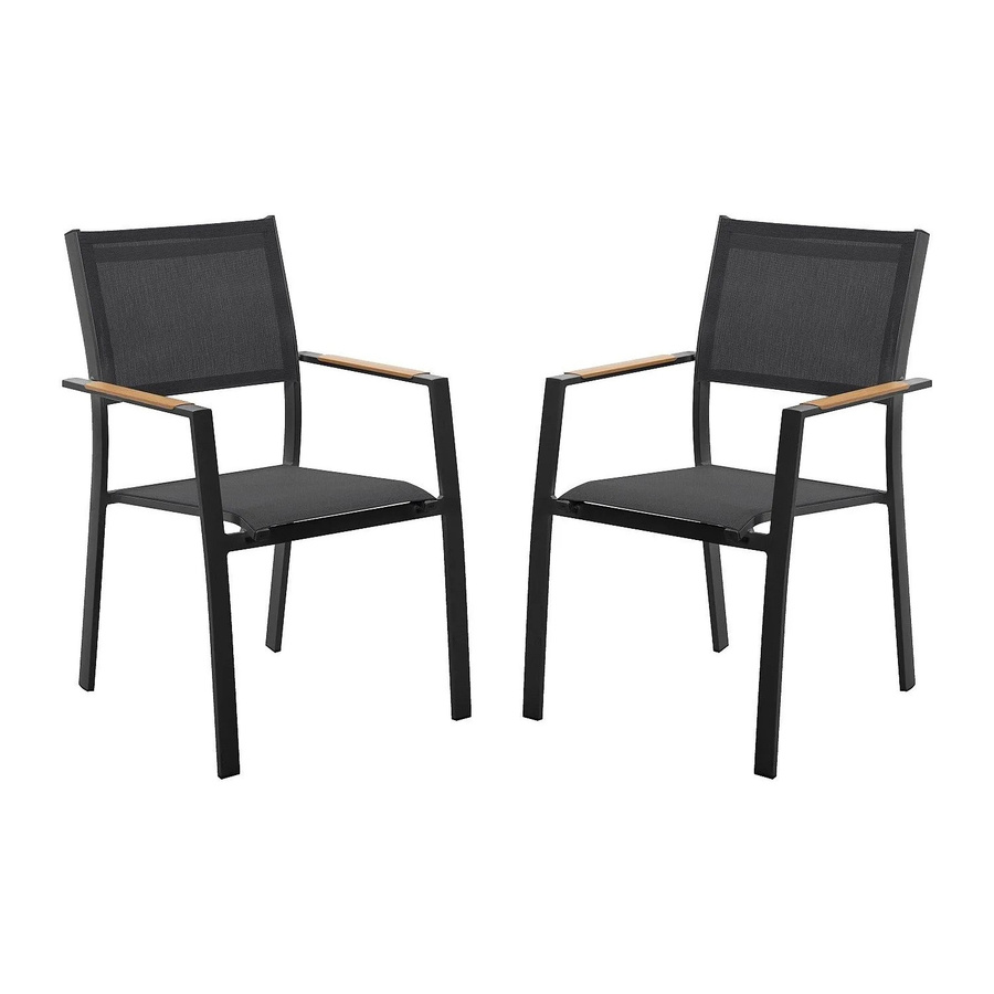 Vente-unique Gartenstuhl Macila in Anthrazitgrau aus Aluminium und Textilene, stapelbar - Bild 2