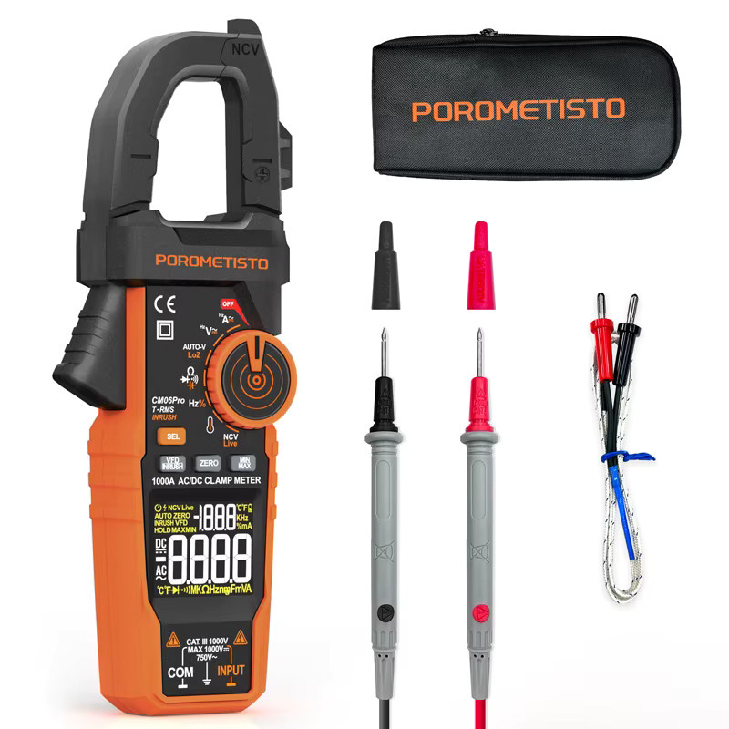 POROMETISTO CM06/CM06Pro Digitales Clamp Meter mit Auto-Ranging, AC/DC Spannungstester, 600A/1000A Multimeter, Amperemeter, Ohm, Hz, Kapazität und NCV Test - Bild 7