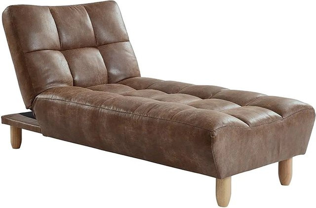 Recamiere Esteban mit Schlaffunktion von Vente-unique in Braun aus Microfaser im Vintage-Stil, Breite: 84 cm - Bild 1