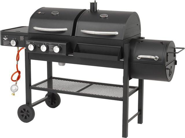 El Fuego 3in1 Kombigrill Sierra Gas-Kohle-Kombination in Schwarz mit 3 Brennern, Seitenkocher, Räucherbox und gusseisernem Grillrost - Bild 1