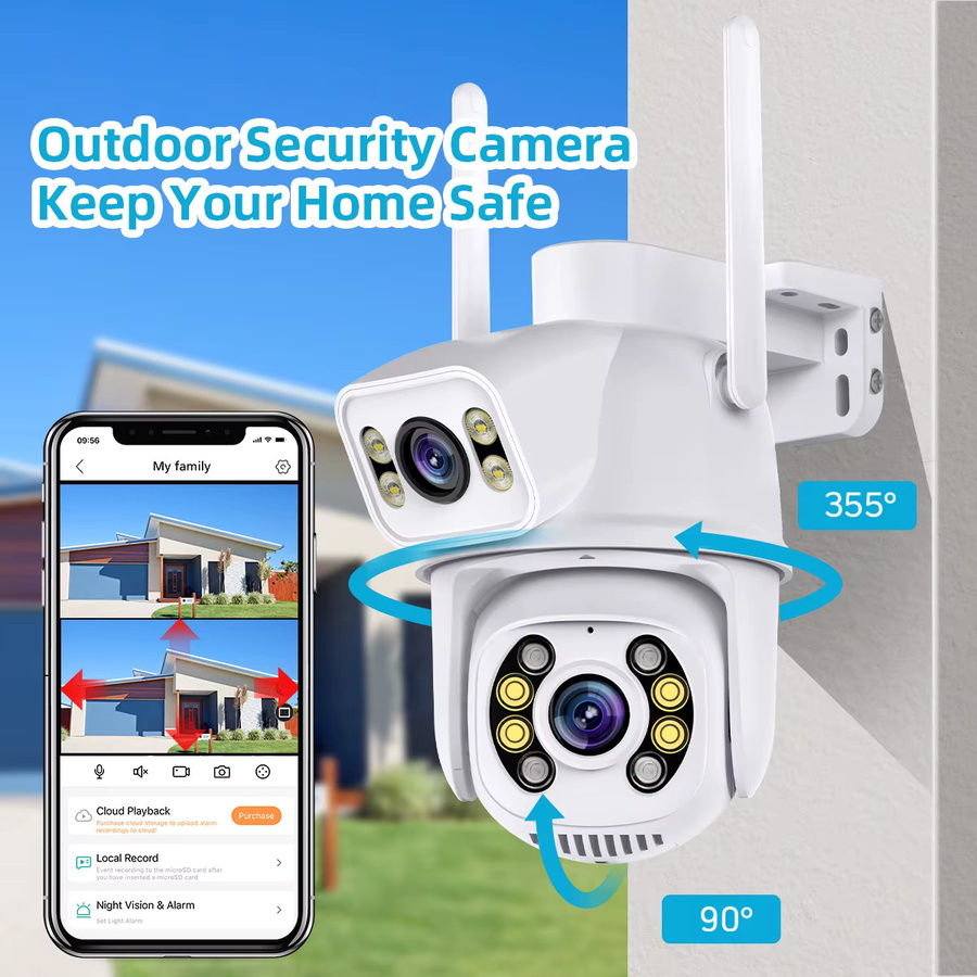 DDBROUGEN 4K 8MP HD Dual Objektiv Outdoor Wireless IP Kamera mit Wifi, PTZ und Auto Tracking, Weiß - Bild 2