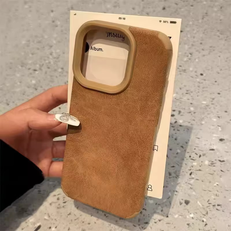 Stoßfeste Silikon-Handyhülle aus weichem Leder für iPhone 17 Pro Max, 16, 15, 14, 13, 12, 11 in Braun - Bild 2