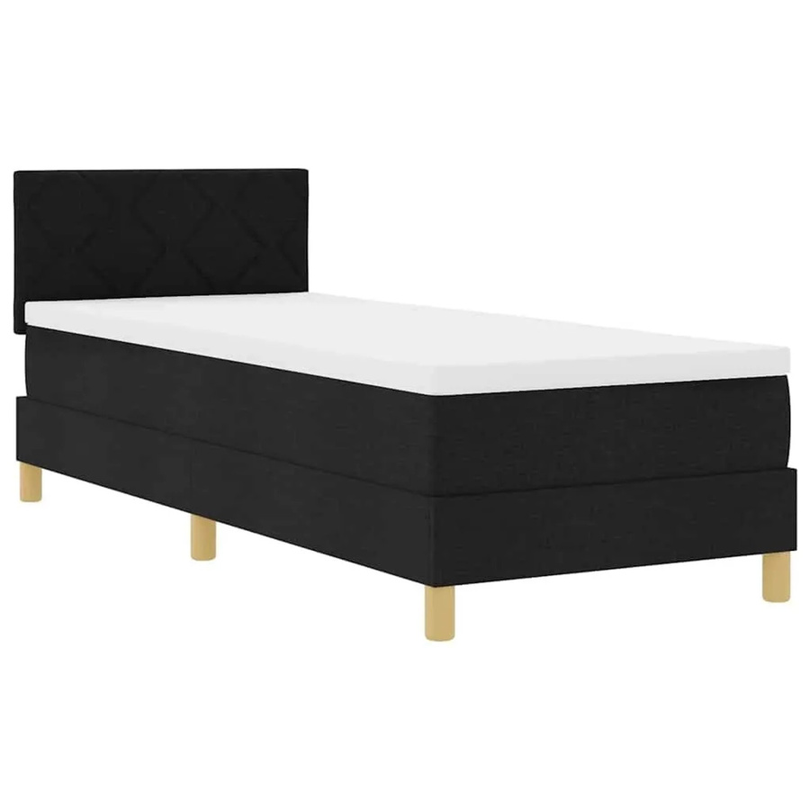 vidaXL LED Boxspringbett mit Matratze Schwarz B/T/H: 80 x 200 x 83 cm, Hybrid-Matratze mit USB-Anschluss und Unterbettbeleuchtung - Bild 2