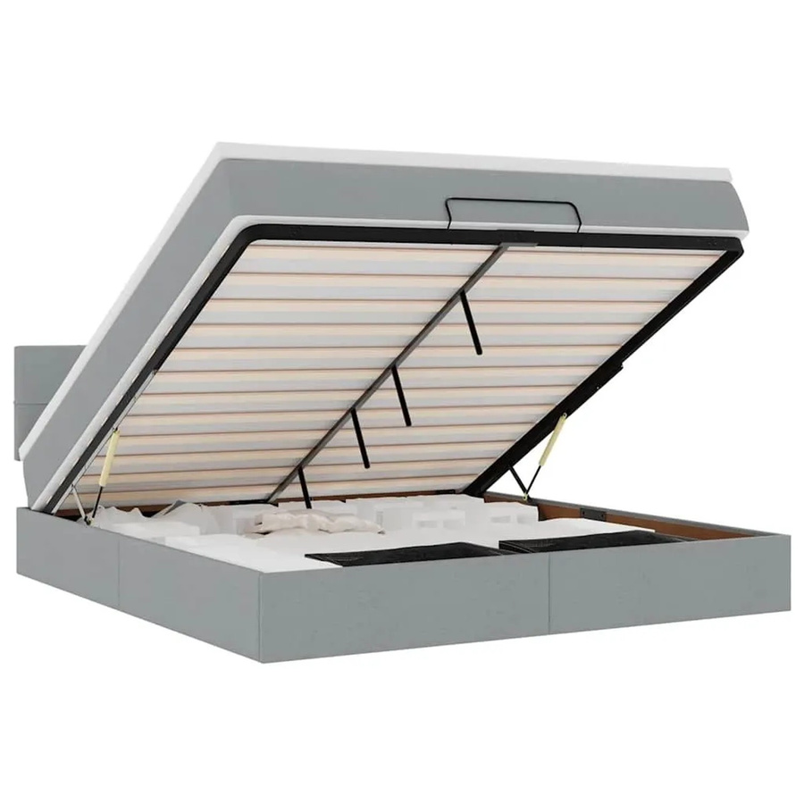 vidaXL Ottomane Bett mit Matratze und LED-Beleuchtung in Hellgrau, B/T: 180 x 200 cm - Bild 2