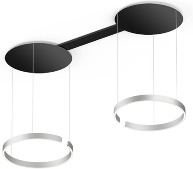 Occhio Mito sospeso due LED-Pendelleuchte in Schwarz matt und Silber matt mit 60 LEDs und Occhio air Modul, x-tra warm LED (2200K - 3500K), höhenverstellbar bis max. 350 cm - Bild 1
