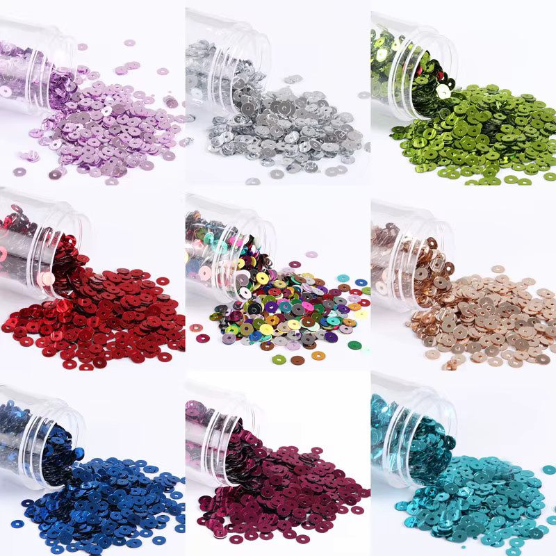 Isequins Runde PVC Pailletten für DIY Handwerk und Dekoration, Flach, Multicolour und Purple, Durchmesser: 3 mm, 4 mm, 5 mm, 6 mm - Bild 1
