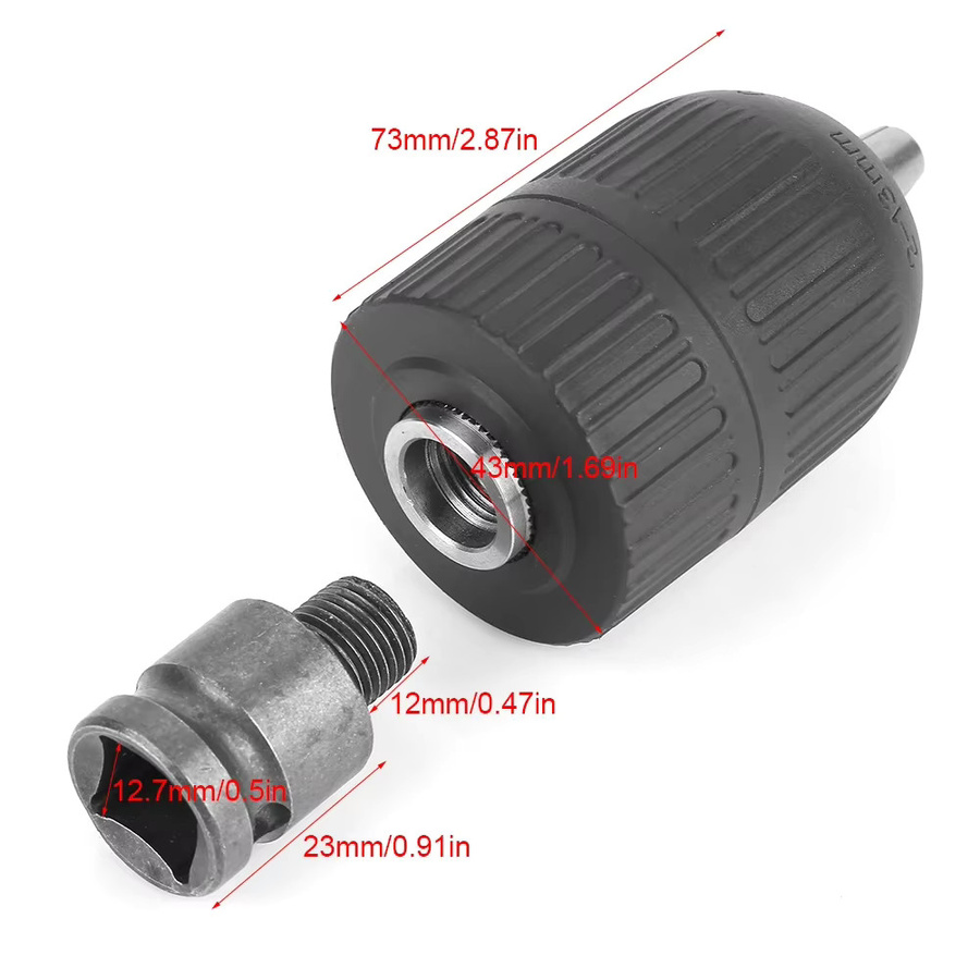 Schnellspannbohrfutter 2-13 mm mit 1/2-20UNF Gewinde und Bohrfutteradapter für Schlagschrauber in Grau - Bild 3