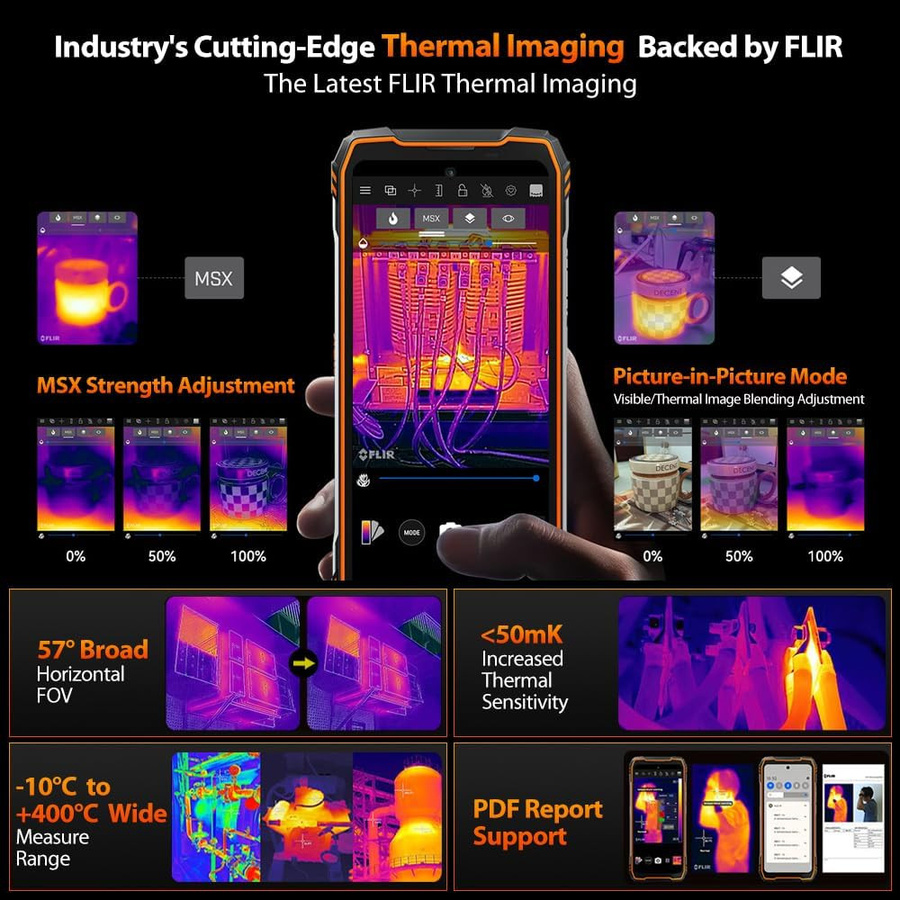 Blackview Xplore 1 Pro 5G Smartphone mit 512 GB Speicher, 48 GB RAM, 20000mAh Akku, 6.78 Zoll Display und 64MP Kamera in Orange mit Android 15 - Bild 2