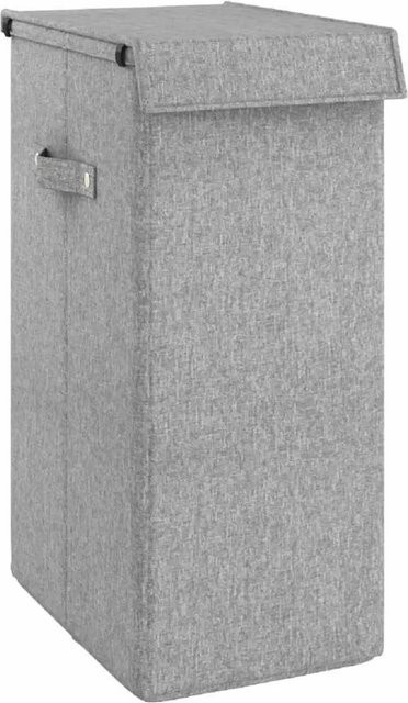 vidaXL Faltbarer Wäschekorb Grau aus Stoff mit Deckel und Griffen B: 26 cm, T: 34,5 cm, H: 59,5 cm - Bild 1