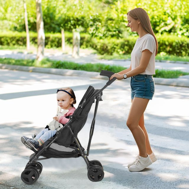 Wedyvko Reise-Kinderwagen Travel Buggy, faltbarer und leichter Buggy in Pink und Schwarz - Bild 1