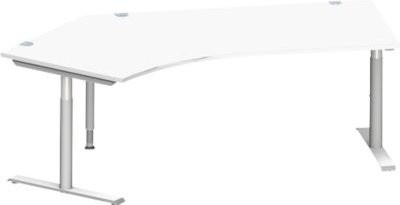 Schäfer Shop Genius Winkelschreibtisch MODENA FLEX 135 Grad mit T-Fuß-Rundrohr, Ansatz links, Farbe: weiß/weißalu, Breite: 216,5 cm - Bild 1