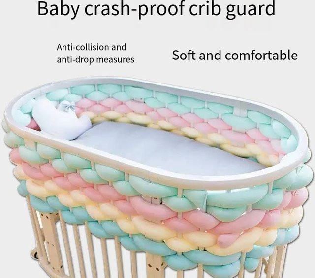 Handgewebte Babybettdecke und Kissen im skandinavischen Design, Blau - Bild 1
