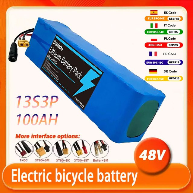 Lithium-Ionen-Batteriepack 48V 100Ah 1000W mit BMS und 54,6V Ladegerät in Blau - Bild 1