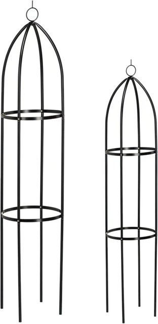 Relaxdays Rankturm Obelisken aus Eisen in Schwarz, 2er Set, H x B x T: 149 x 29 x 29 cm - Bild 1