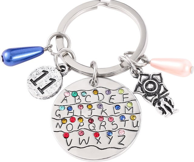 Bandai Schlüsselanhänger, 26-Buchstaben Nummer 11, Silber, Kristall, Unisex - Bild 1