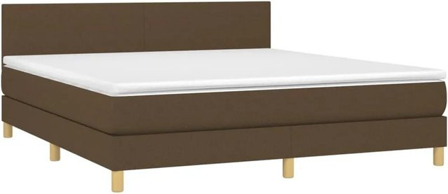vidaXL Boxspringbett Hybrid mit Matratze und LED-Unterbettbeleuchtung sowie USB-Ladeanschluss, Farbe: Dunkelbraun/Weiß, B/T/H: 160 x 200 x 78 cm - Bild 1