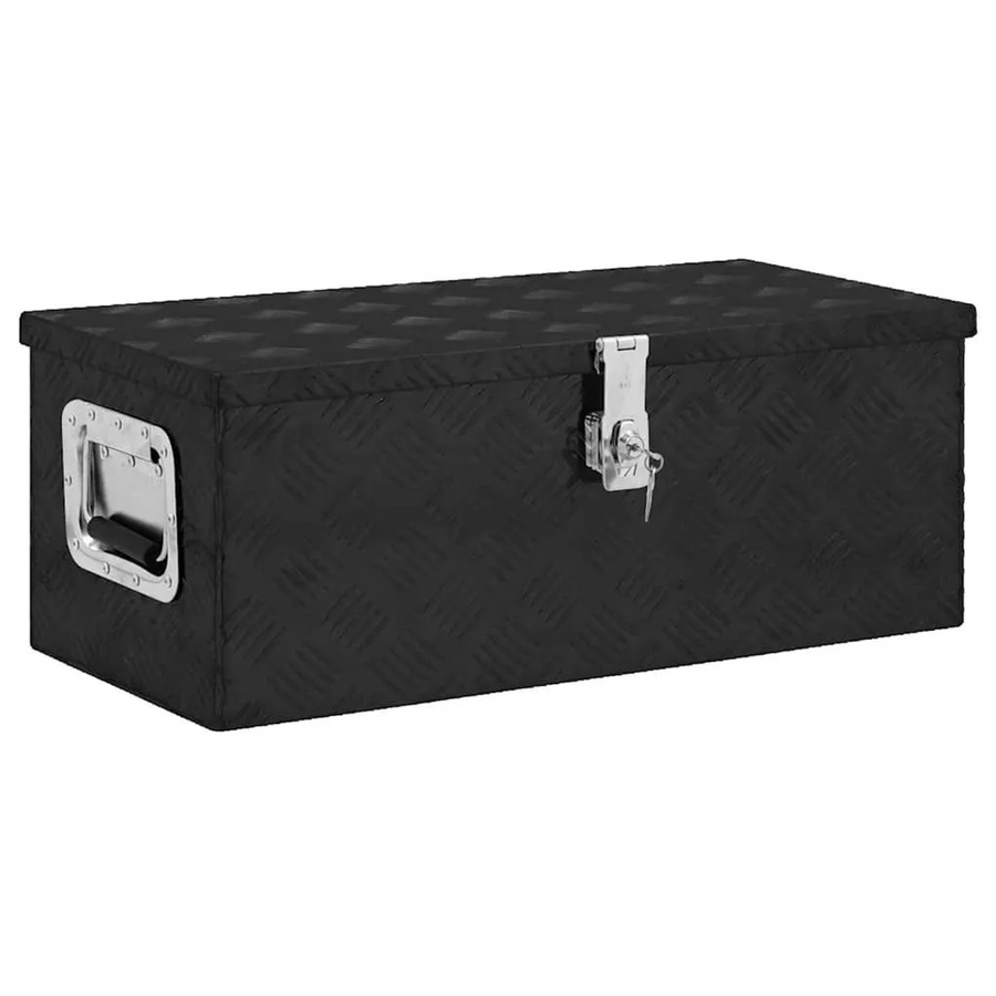 DELUKE Aluminiumbox mit Deckel und Schloss, abschließbare Alubox als Deichselbox oder Werkzeugkiste in Schwarz, B/T/H: 70 x 31 x 27 cm - Bild 2