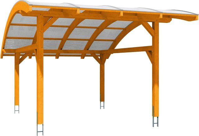 Skan Holz Carport Schwaben aus Leimholz mit Polycarbonat Doppelstegplatten in Eiche Hell, B: 434 cm, T: 630 cm - Bild 1