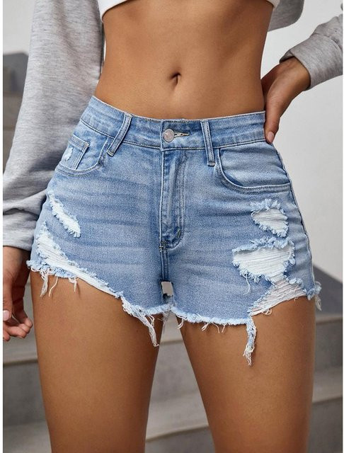 Allround-High-Waist Ripped Jeansshorts - Bild 1
