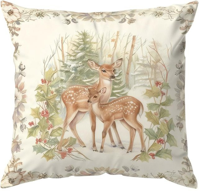 Dekokissen mit Waldtiermuster von JMG Clothing in Beige, Material: Polyester, B/T/H: 50 x 50 x 50 cm - Bild 1