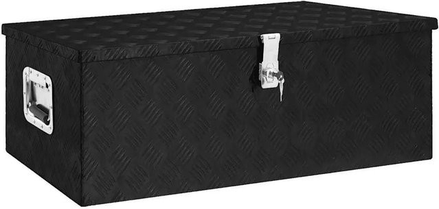 DELUKE Aluminiumbox mit Deckel und Schloss, abschließbare Alubox als Deichselbox oder Werkzeugkiste, Schwarz, B/T/H: 90 x 47 x 33,5 cm - Bild 1