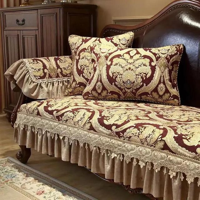 Rutschfeste Jacquard-Sofamatte mit floralem Muster von Your Warm Home, Mehrfarbig, B/T: 180 x 90 cm - Bild 1