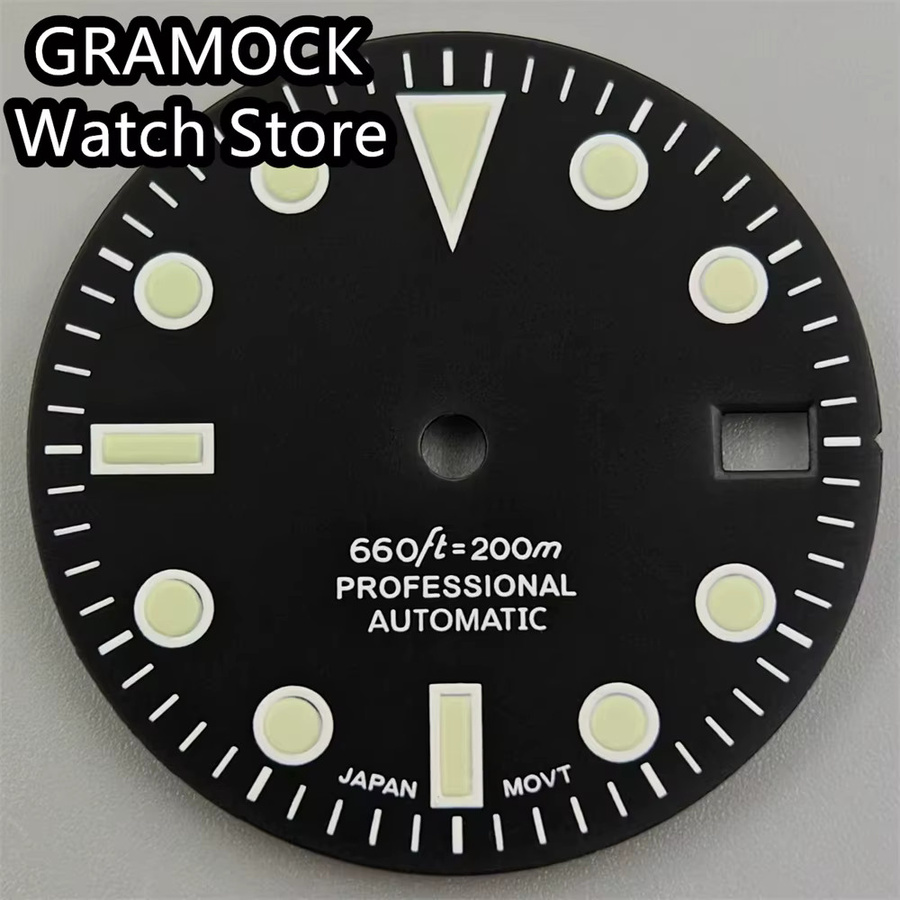 GRAMOCK Zifferblatt, 29 mm, weiß schwarz, grün leuchtend, Unisex - Bild 3