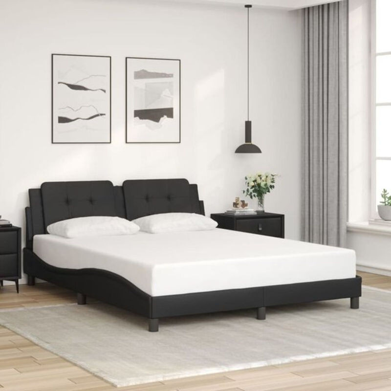 Modernes Polsterbett Zadar von vidaxl in Schwarz aus Kunstleder, B/T/H: 160 x 200 x 74,5 cm - Bild 1