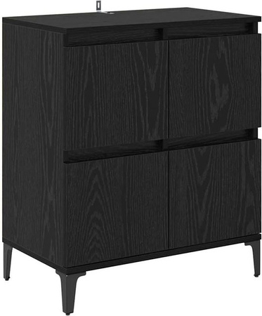 vidaXL Sideboard in Schwarz und Eichen-Optik mit mattem Finish, B/T/H: 60 x 35 x 70 cm