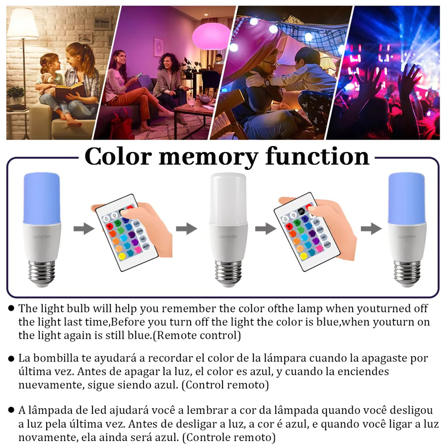 RGB LED E27 Leuchtmittel mit Fernbedienung, 6W dimmbar, Multicolour - Bild 3