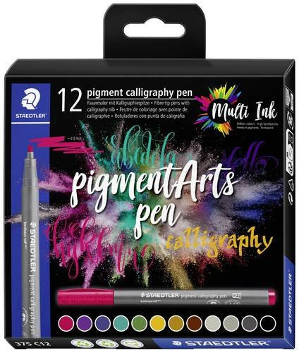 Staedtler Pigment Calligraphy Pen Set mit 12 farbigen Brush-Stiften, permanent, Multicolor - Bild 1