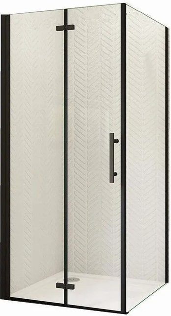 Duschparadies Eckdusche mit Falttür und Seitenwand, Schwarz, B/T/H: 90 x 90 x 185 cm, 6mm Nano Glas - Bild 1