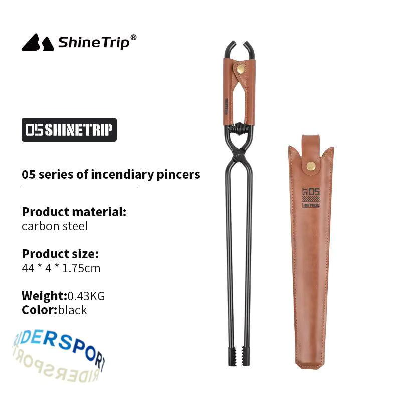 ShineTrip Outdoor-Camping-Feuerpoker aus schwarzem Kohlenstoffstahl mit Feuerkorb für Picknick und Grillen - Bild 2