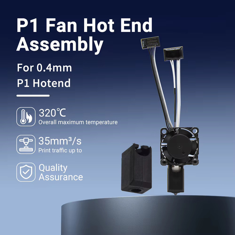 Bambu Lab Hotend-Baugruppe für P1P und P1S 3D-Drucker in Schwarz mit Kühlventilator, Heizung, Thermistor und gehärteter Stahldüse - Bild 3