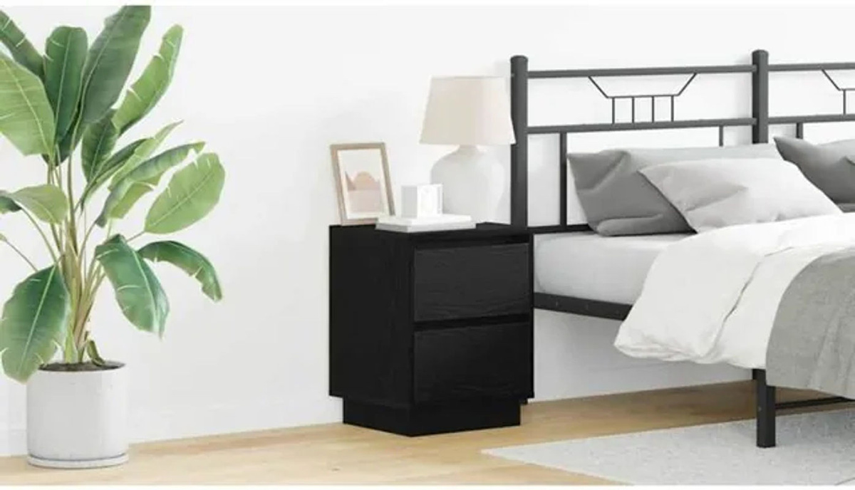 Modern minimalistischer Nachttisch aus Holzwerkstoff von vidaxl in Schwarz, B/T/H: 39 x 34,5 x 50 cm - Bild 1