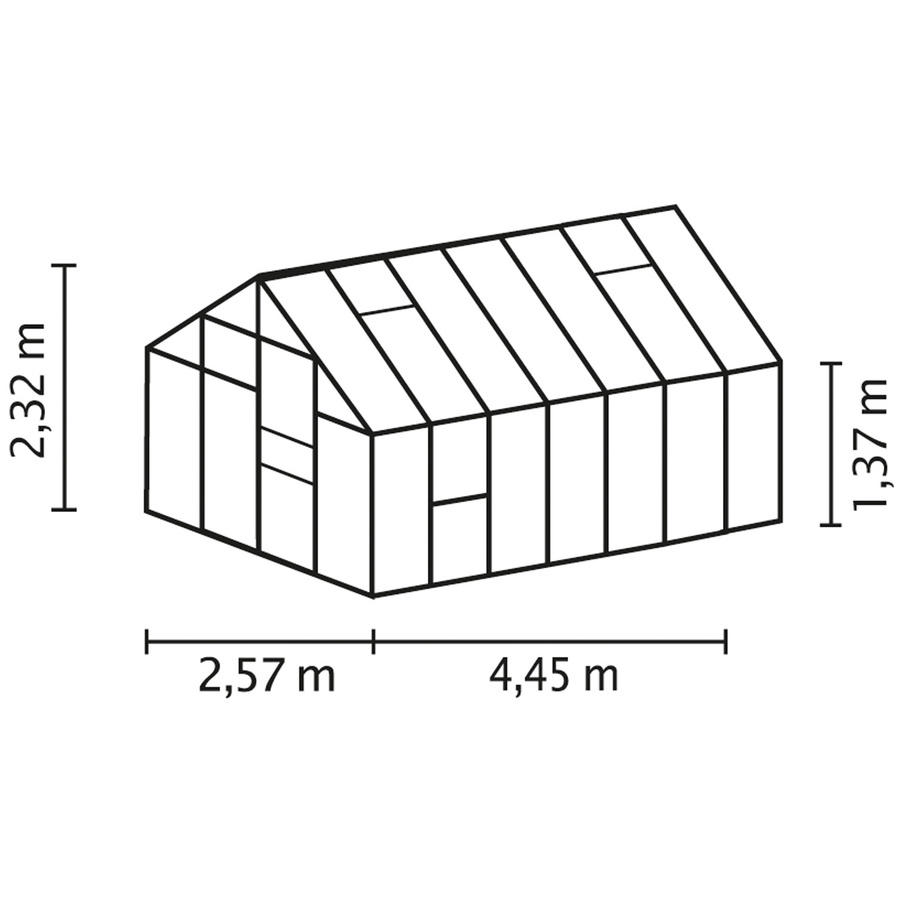 Vitavia Gewächshaus Meridian 11500 Schwarz mit 11,5 m² Fläche, Sicherheitsglas und Schiebetür - Bild 2